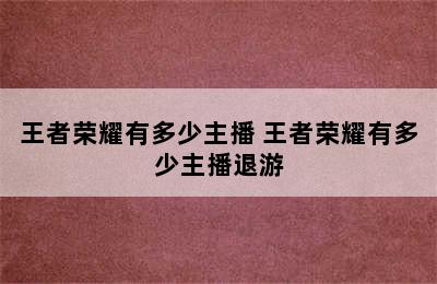 王者荣耀有多少主播 王者荣耀有多少主播退游